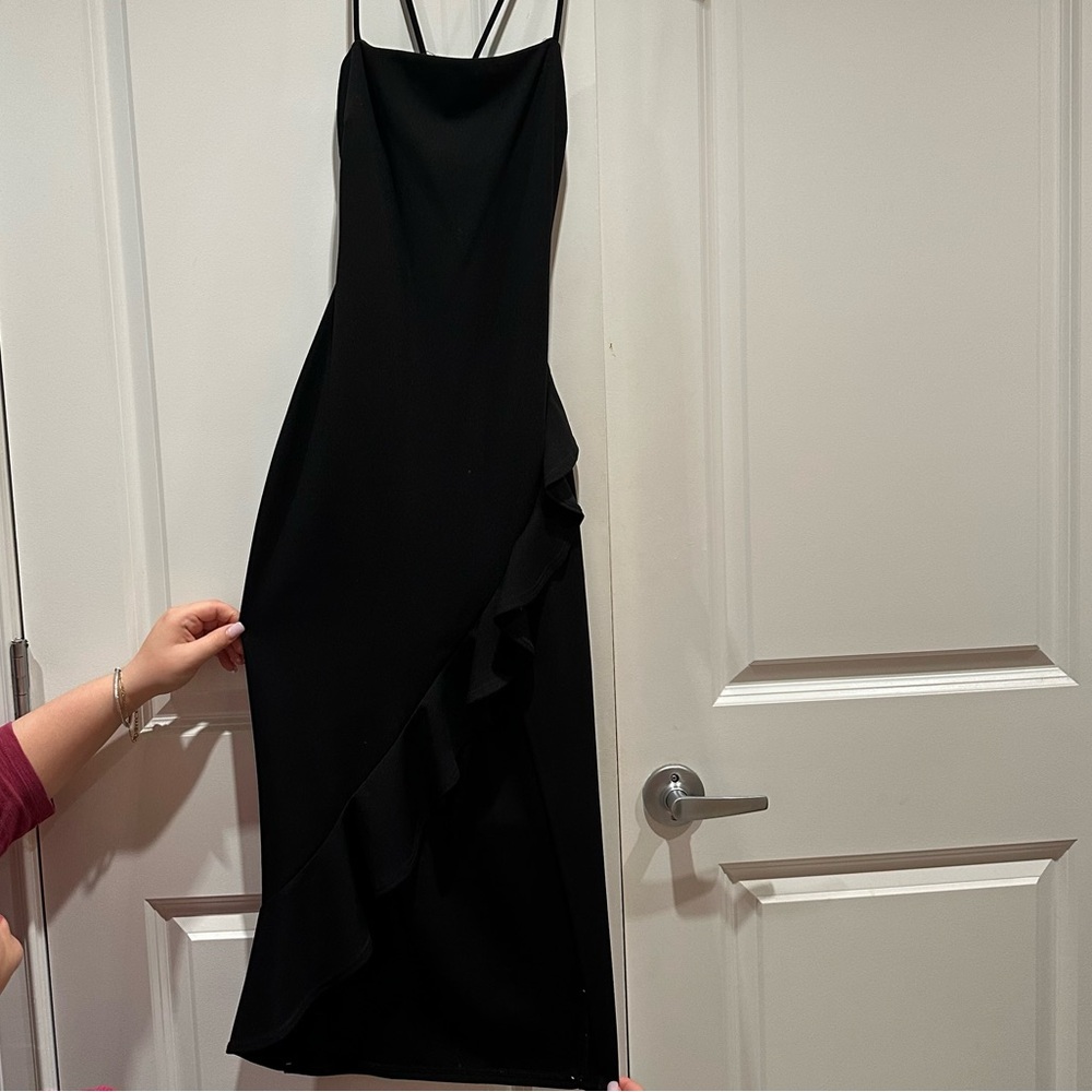 Elegant Black Slit Dress